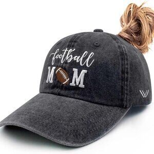 Women's Embroidered Football Mom Baseball Cap Vintage Distressed Cotton